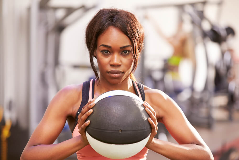 woman with medicine ball