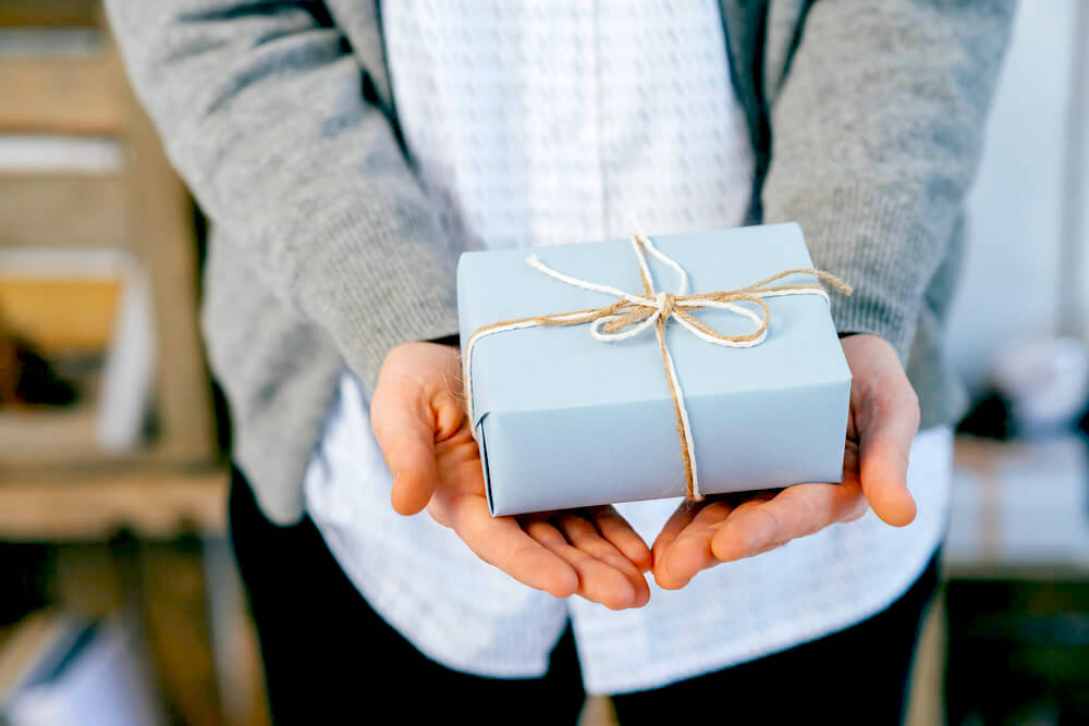 Holding a giftbox