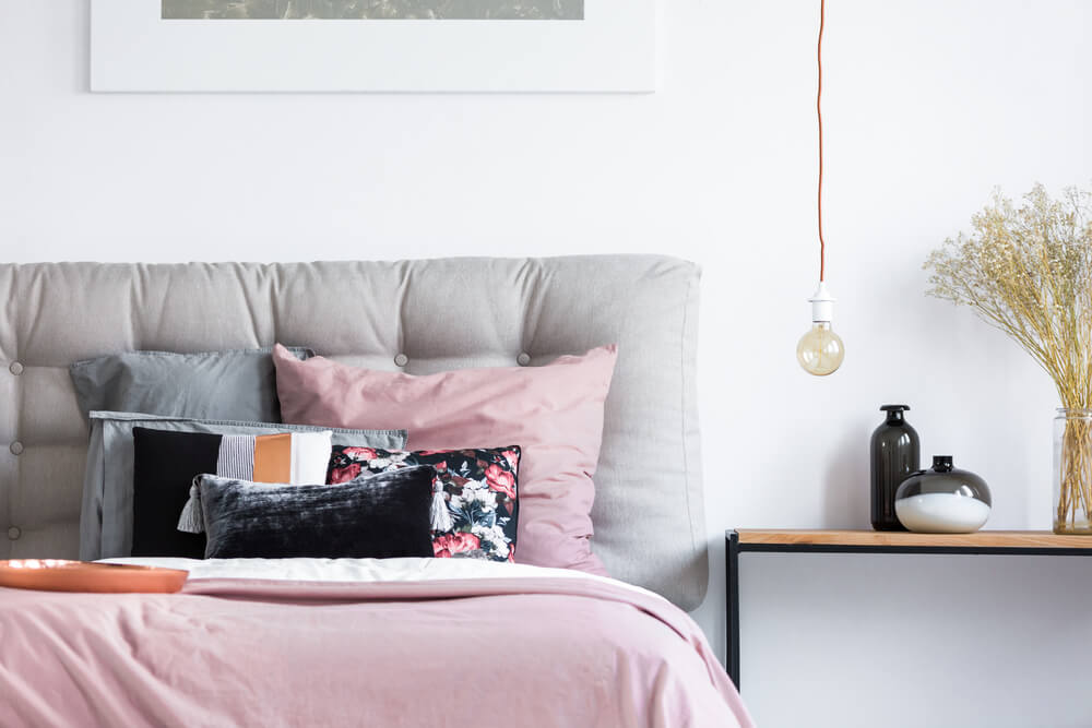 Copper pillowcases on bed