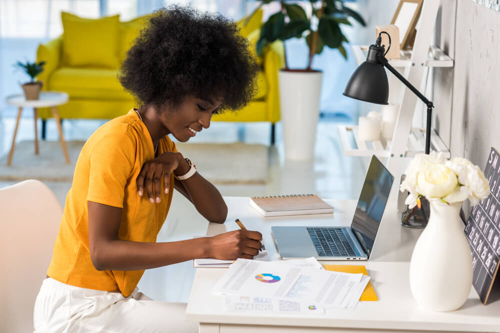 Woman working at desk