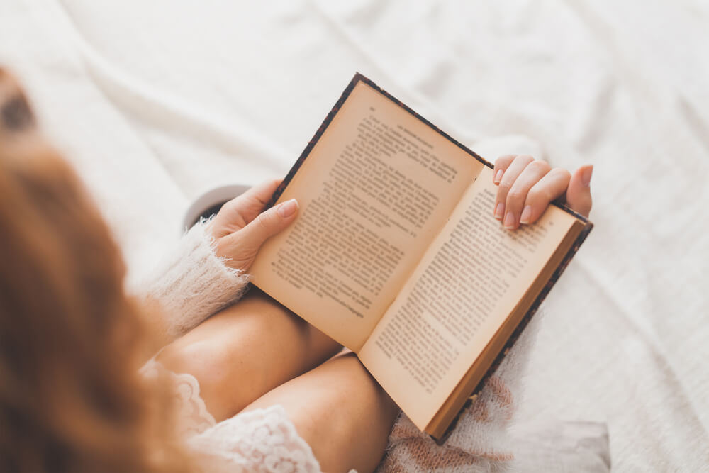 Woman reading book