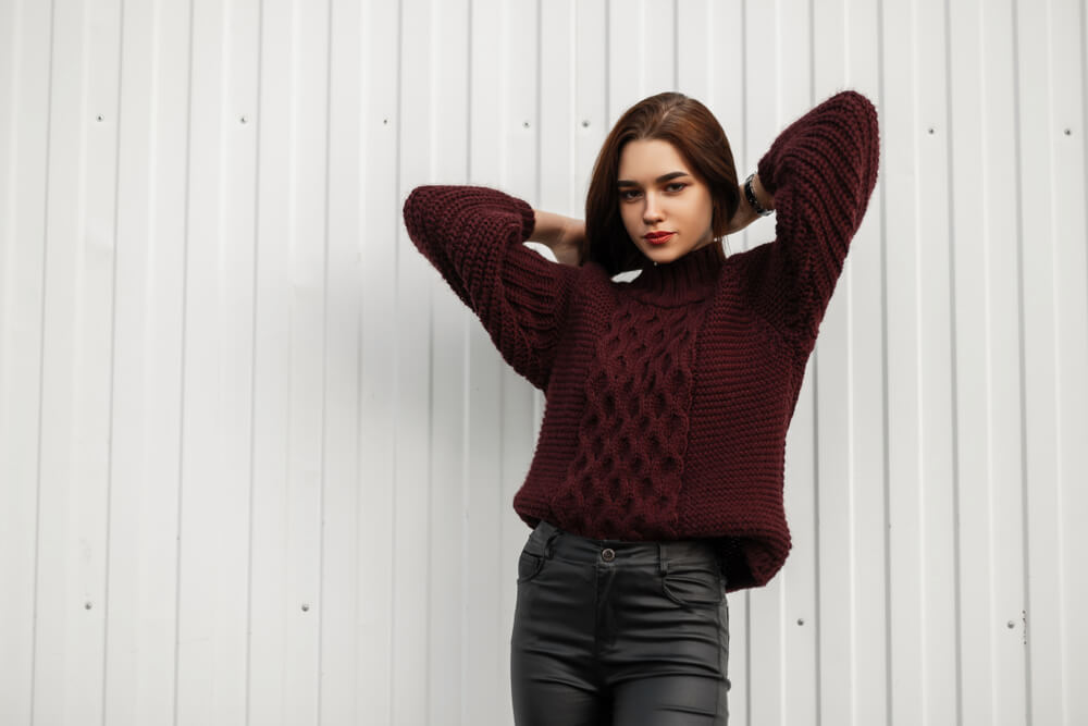 Chunky burgundy clearance sweater