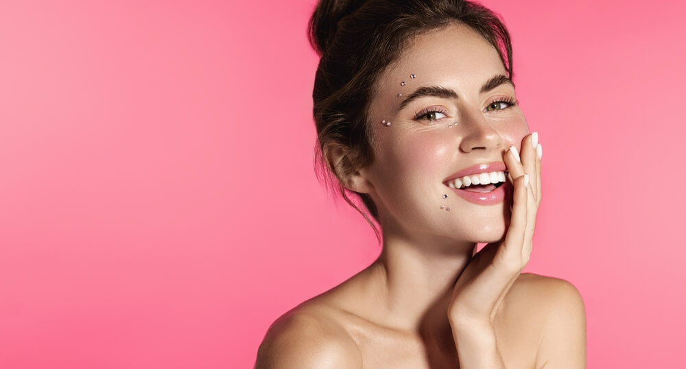 woman happy cream blush