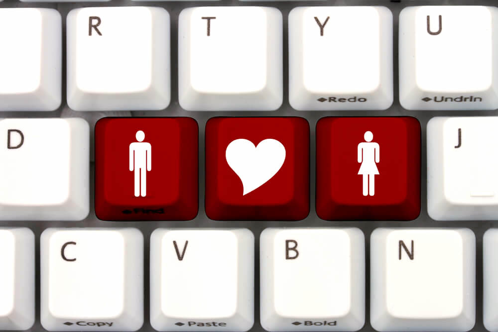 Computer keypad with online dating concept